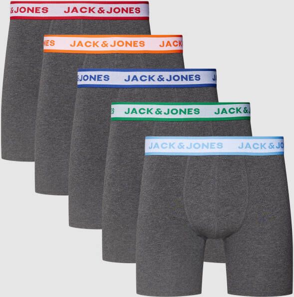 Jack & jones Boxershort met elastische band met logo in een set van 5 stuks model 'MILO'