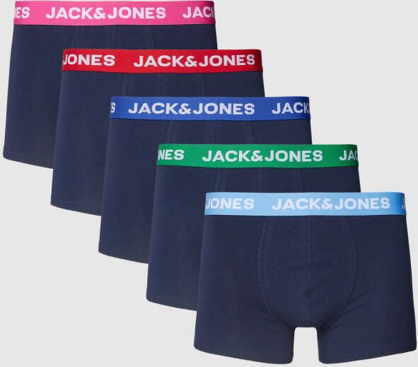 Jack & jones Boxershort met elastische band met logo in een set van 5 stuks model 'NORMAN'