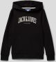 Jack & jones JUNIOR hoodie JJEJOSH met logo zwart Sweater Logo 140 - Thumbnail 2