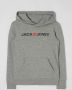 Jack & jones JUNIOR hoodie JJECORP met logo grijs melange Sweater Logo 128 - Thumbnail 3