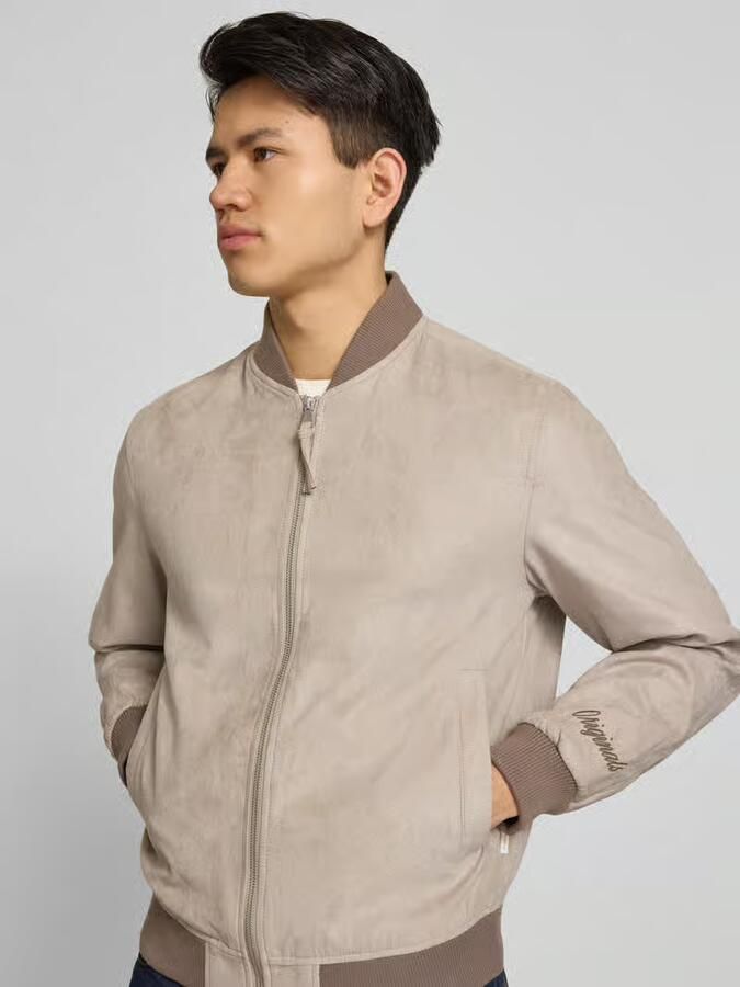 Jack & jones bomberjack in leerlook met opstaande kraag