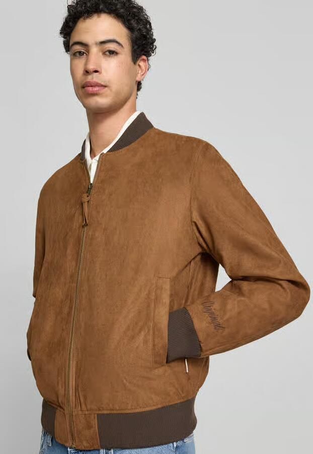 Jack & jones bomberjack in leerlook met opstaande kraag