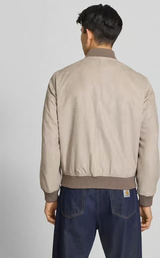 Jack & jones bomberjack in leerlook met opstaande kraag
