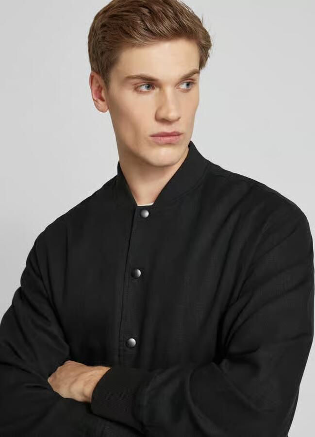 Jack & jones Bomberjack van linnen met paspelzakken model 'ARIO' - Foto 2