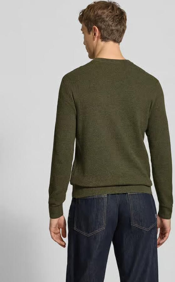 JACK & JONES ESSENTIALS katoenen regular fit gebreide gemêleerde trui groen - Foto 4