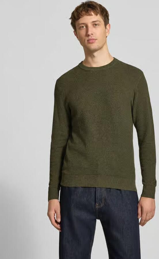 JACK & JONES ESSENTIALS katoenen regular fit gebreide gemêleerde trui groen - Foto 5