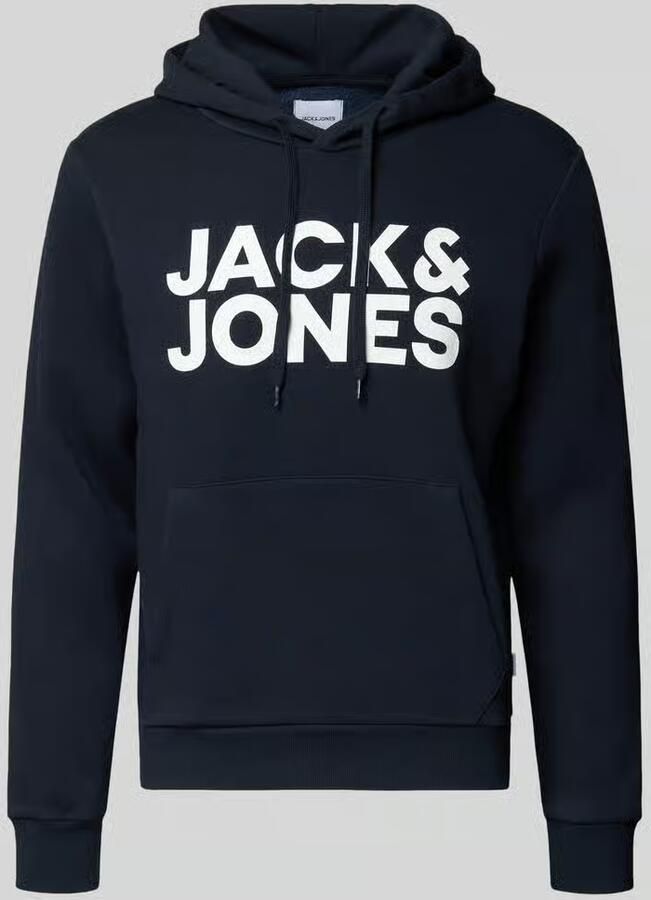 JACK & JONES ESSENTIALS hoodie JJECORP met logo marine wit - Foto 2