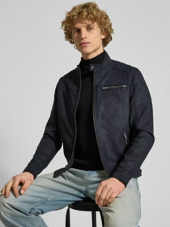 Jack & Jones Imitatieleren jack JJEROCKY in kunstlederen look met zakken met ritssluiting - Foto 6