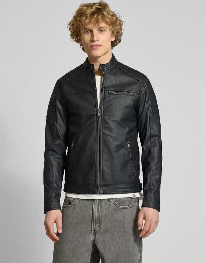 Jack & Jones Imitatieleren jack JJEROCKY in kunstlederen look met zakken met ritssluiting - Foto 5