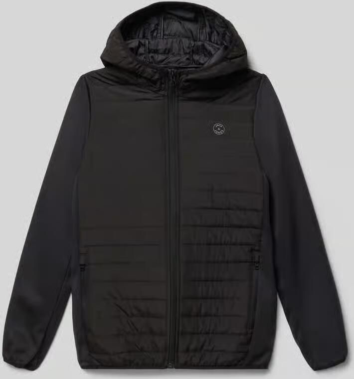 Jack & jones JUNIOR gewatteerde tussenjas JJEMULTI met logo zwart Jongens Polyester Capuchon 140 - Foto 7