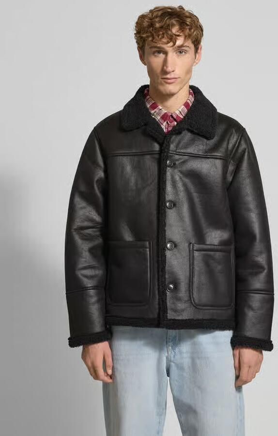 Jack & jones Kunstleren jack met knoopsluiting model 'CAMBRIDGE'