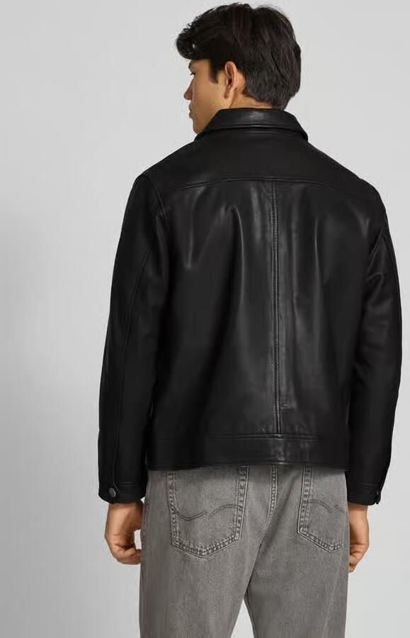 Jack & jones Leren jack met kentkraag model 'CASABLANCA'