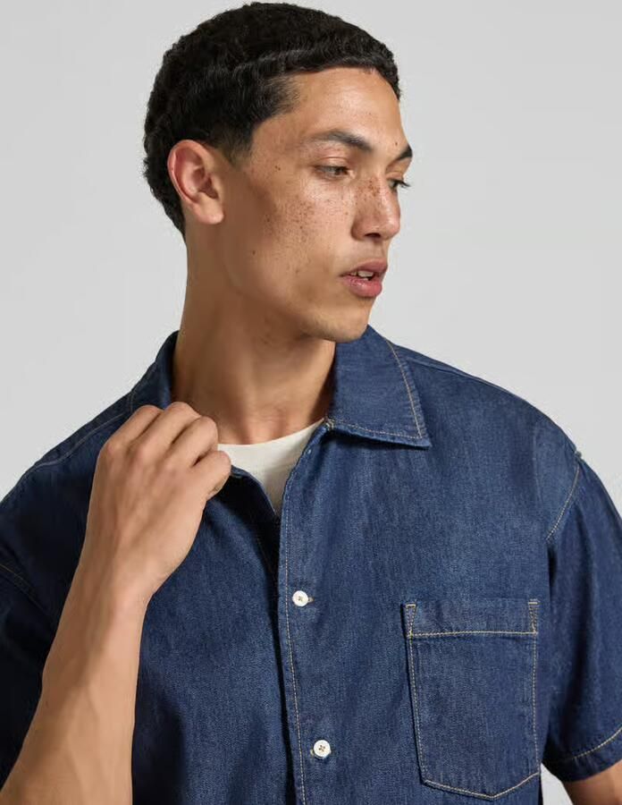 Jack & jones modern fit jeanshemd met borstzak model 'AUSTIN'