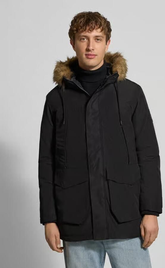 Jack & jones Parka met klepzakken en capuchon met imitatiebont - Foto 4