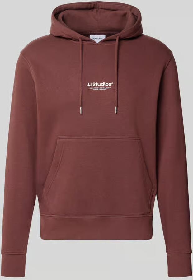 JACK & JONES ESSENTIALS relaxed fit hoodie met print bitter chocolate