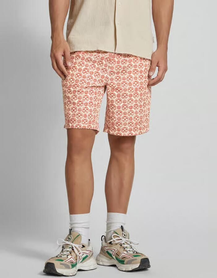 JACK & JONES PANTS STUDIO relaxed short JPSTJAIDEN JJLUKE met all over print oranje - Foto 3