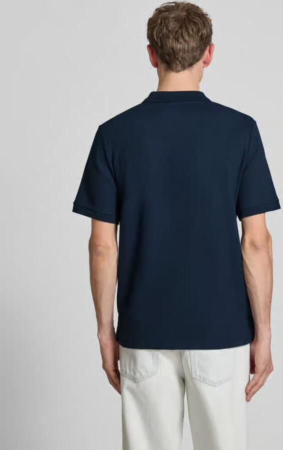 JACK & JONES ESSENTIALS regular polo met ingebreid patroon donkerblauw - Foto 6