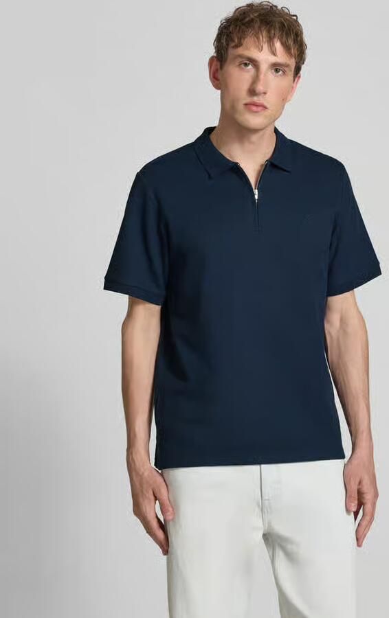 JACK & JONES ESSENTIALS regular polo met ingebreid patroon donkerblauw - Foto 7