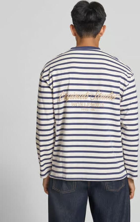 Jack & jones Regular fit shirt met lange mouwen van puur katoen met streepmotief - Foto 2