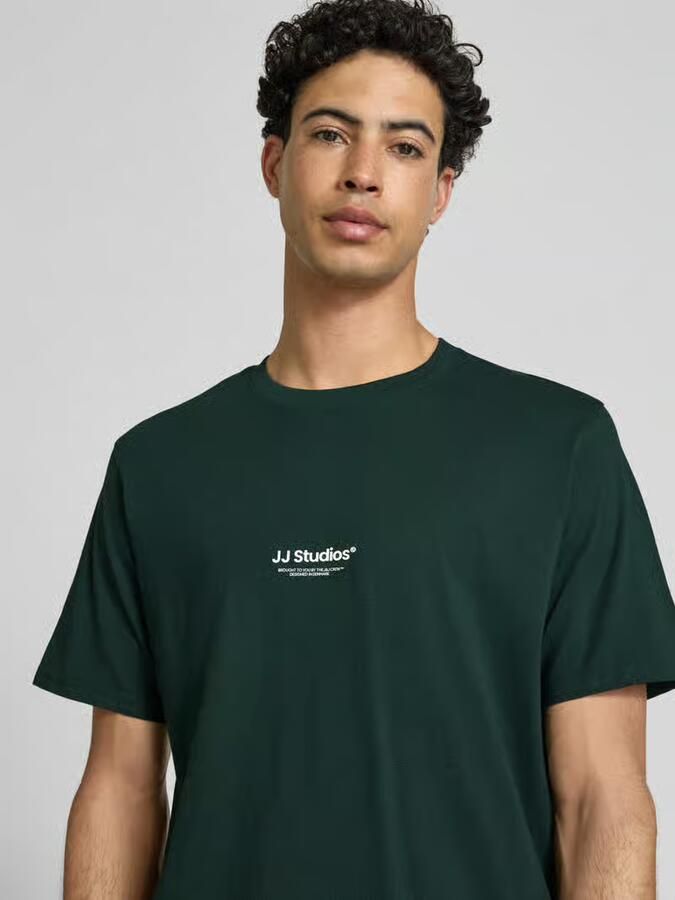 JACK & JONES ESSENTIALS relaxed fit T-shirt met print donkergroen - Foto 4