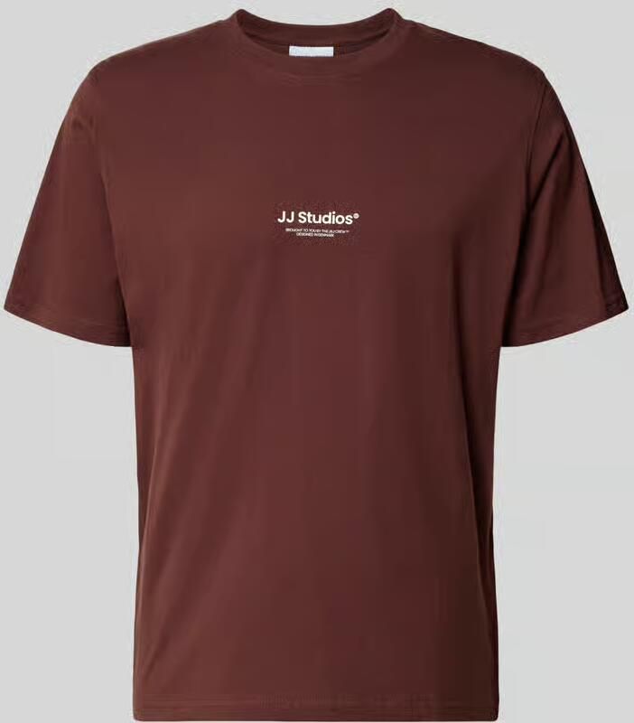 JACK & JONES ESSENTIALS relaxed fit T-shirt met print roodbruin - Foto 5