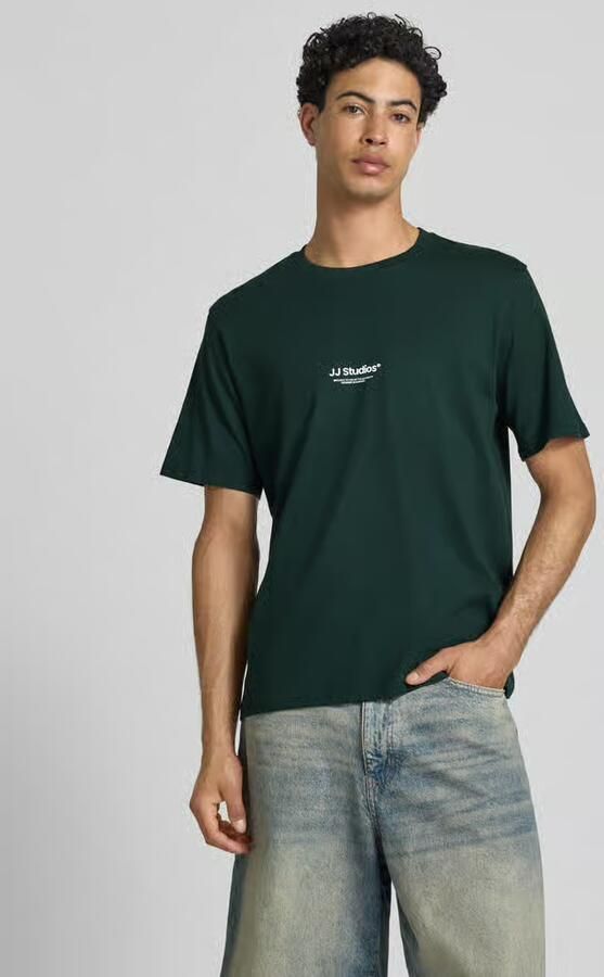 JACK & JONES ESSENTIALS relaxed fit T-shirt met print donkergroen - Foto 5
