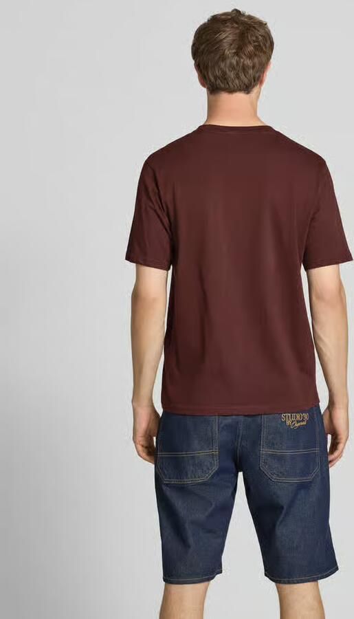 JACK & JONES ESSENTIALS relaxed fit T-shirt met print roodbruin - Foto 5