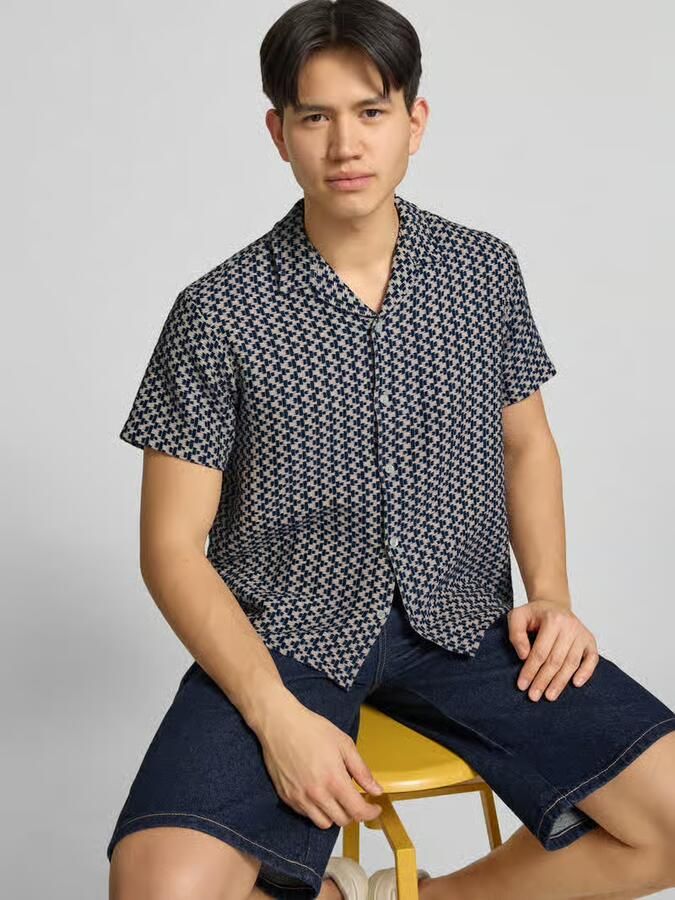 Jack & jones regular fit vrijetijdsoverhemd in all-over look model 'MONTAUK'