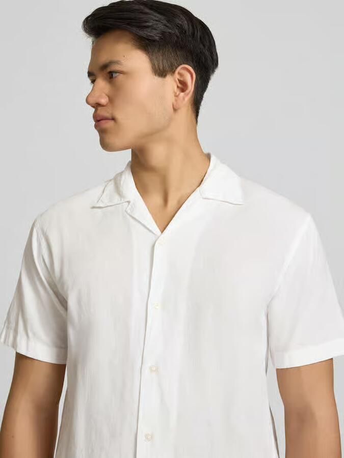 Jack & jones regular fit vrijetijdsoverhemd van mix van katoen en linnen