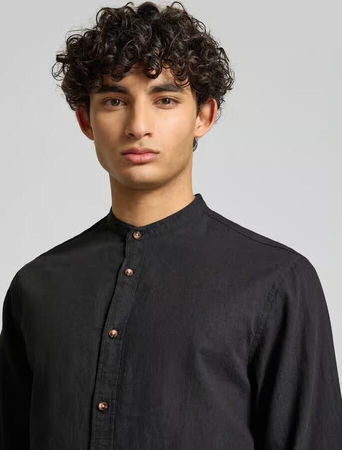 Jack & jones regular fit vrijetijdsoverhemd van mix van katoen en linnen