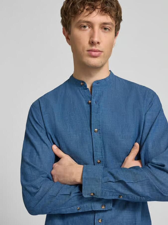 Jack & jones regular fit vrijetijdsoverhemd van mix van katoen en linnen