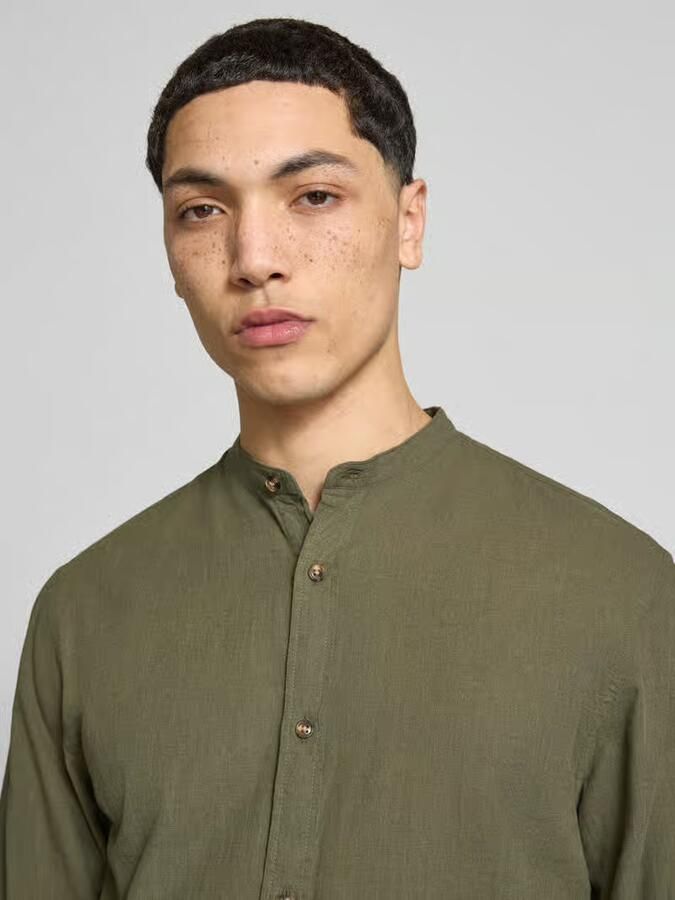 Jack & jones regular fit vrijetijdsoverhemd van mix van katoen en linnen