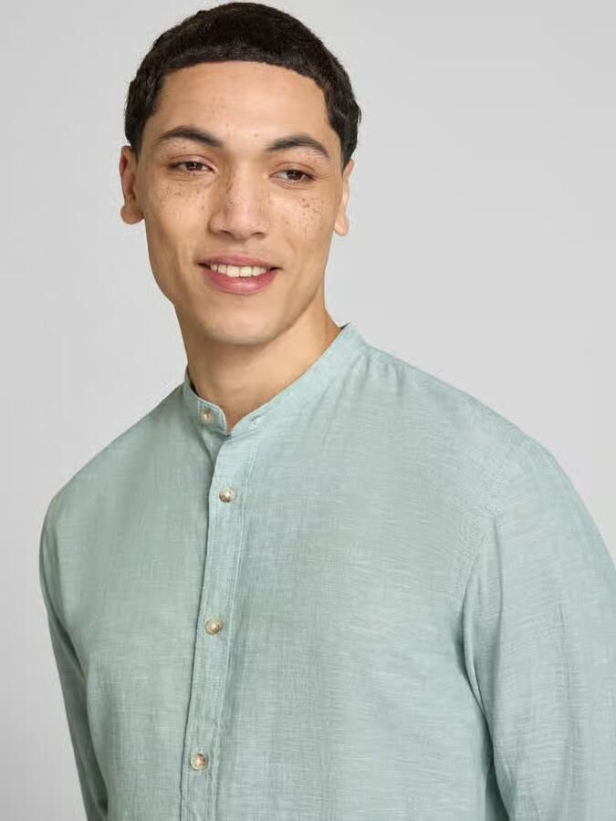 Jack & jones regular fit vrijetijdsoverhemd van mix van katoen en linnen