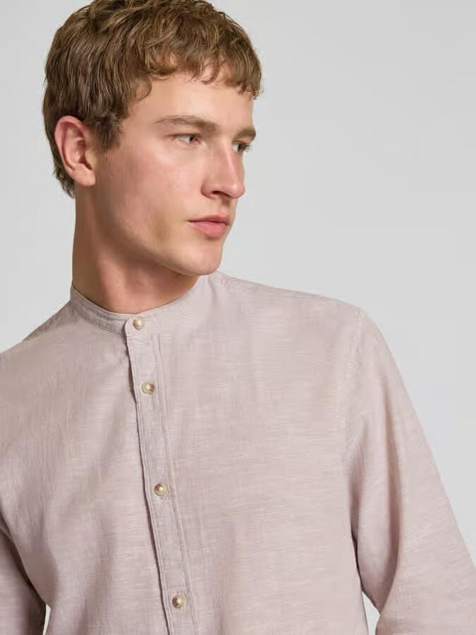 Jack & jones regular fit vrijetijdsoverhemd van mix van katoen en linnen
