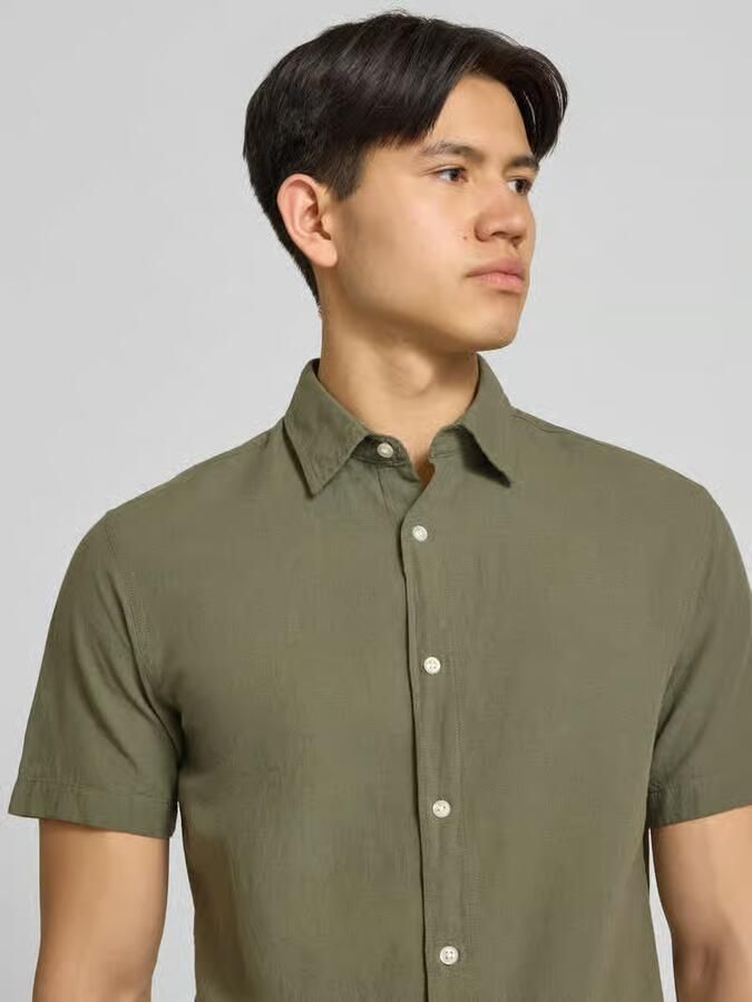 Jack & jones regular fit vrijetijdsoverhemd van mix van katoen en linnen - Foto 4