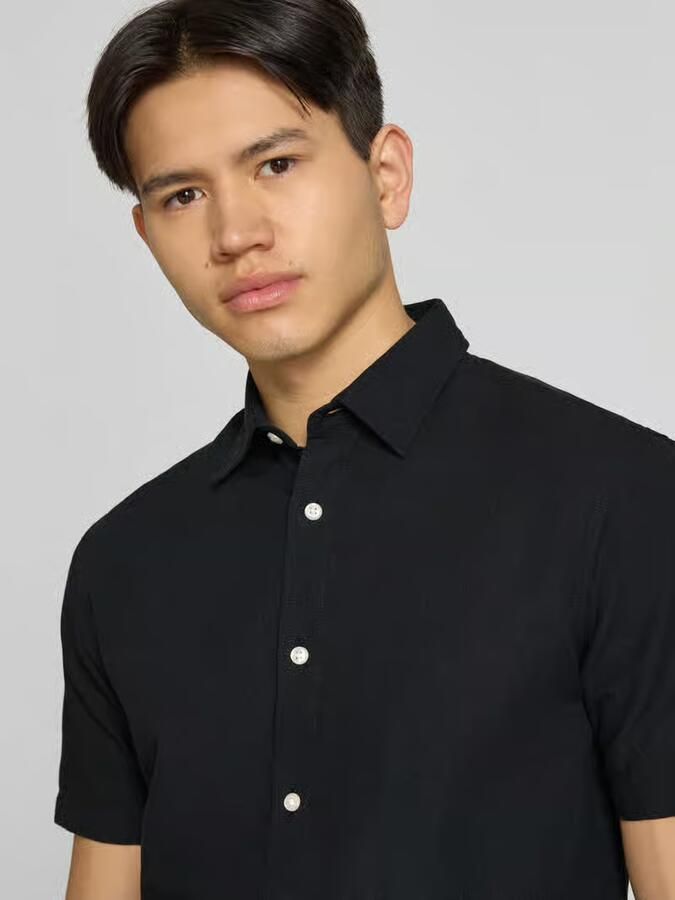 Jack & jones regular fit vrijetijdsoverhemd van mix van katoen en linnen