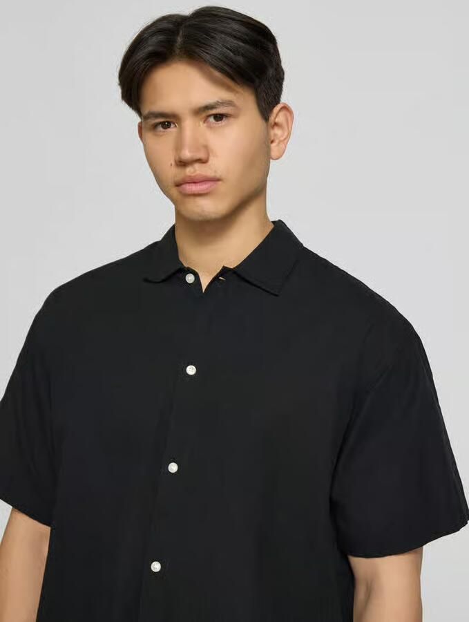 Jack & jones regular fit vrijetijdsoverhemd van mix van katoen en linnen