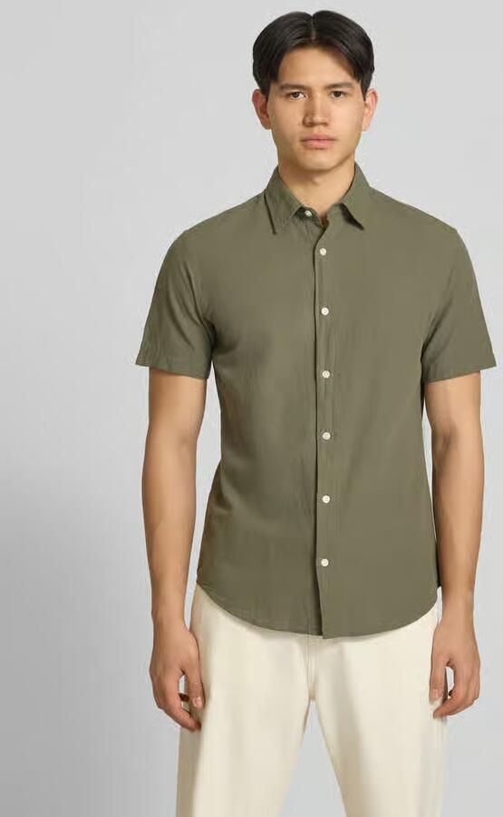 Jack & jones regular fit vrijetijdsoverhemd van mix van katoen en linnen - Foto 6