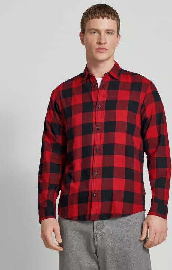 JACK & JONES ESSENTIALS geruit slim fit overhemd JJEGINGHAM brick red - Foto 3