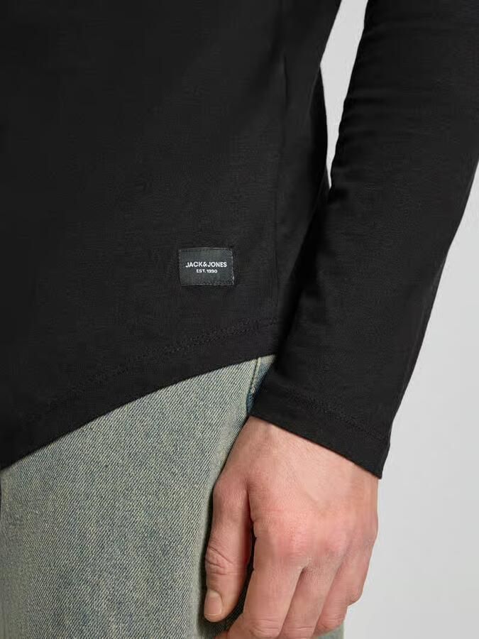 JACK & JONES ESSENTIALS regular fit longsleeve JJENOA van katoen zwart - Foto 4