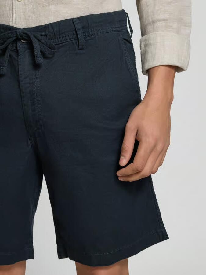 JACK & JONES PANTS STUDIO JPSTJAIDEN relaxed casual short met linnen donkerblauw - Foto 4
