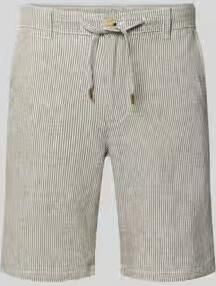 JACK & JONES PANTS STUDIO JPSTACE tapered gestreepte chino short met linnen bruin - Foto 5