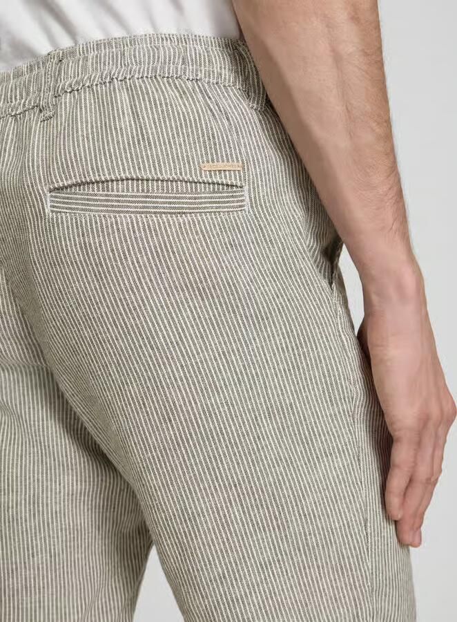 JACK & JONES PANTS STUDIO JPSTACE tapered gestreepte chino short met linnen bruin - Foto 5