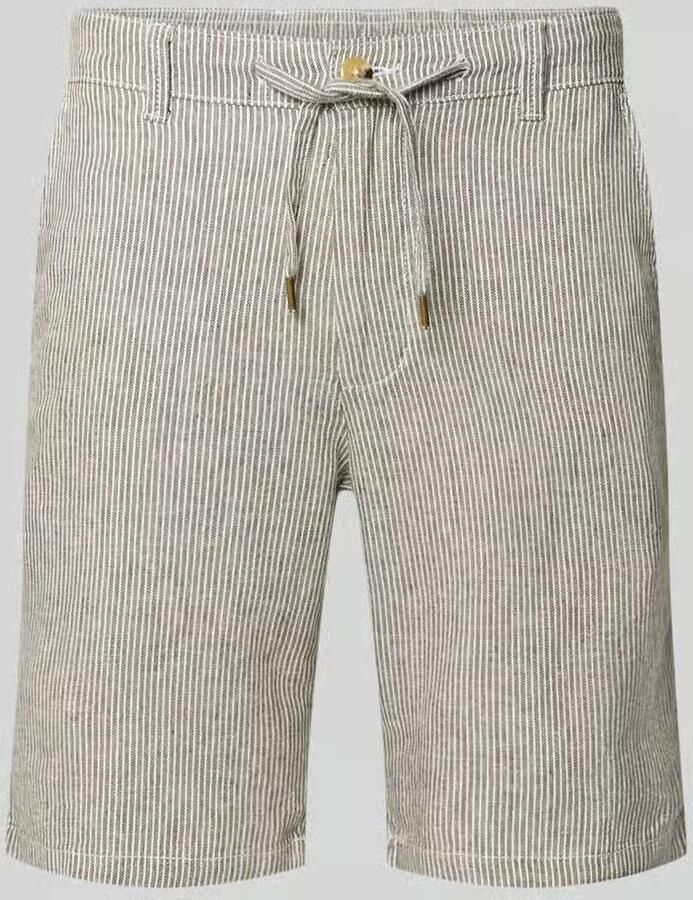 JACK & JONES PANTS STUDIO JPSTACE tapered gestreepte chino short met linnen bruin - Foto 6
