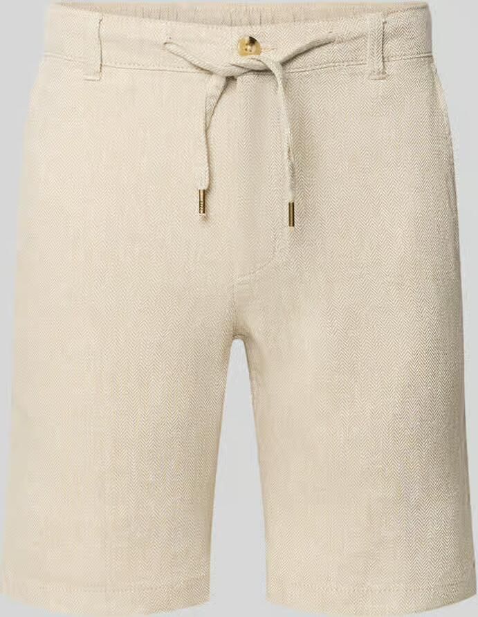 JACK & JONES PANTS STUDIO JPSTACE tapered chino short met linnen beige - Foto 6
