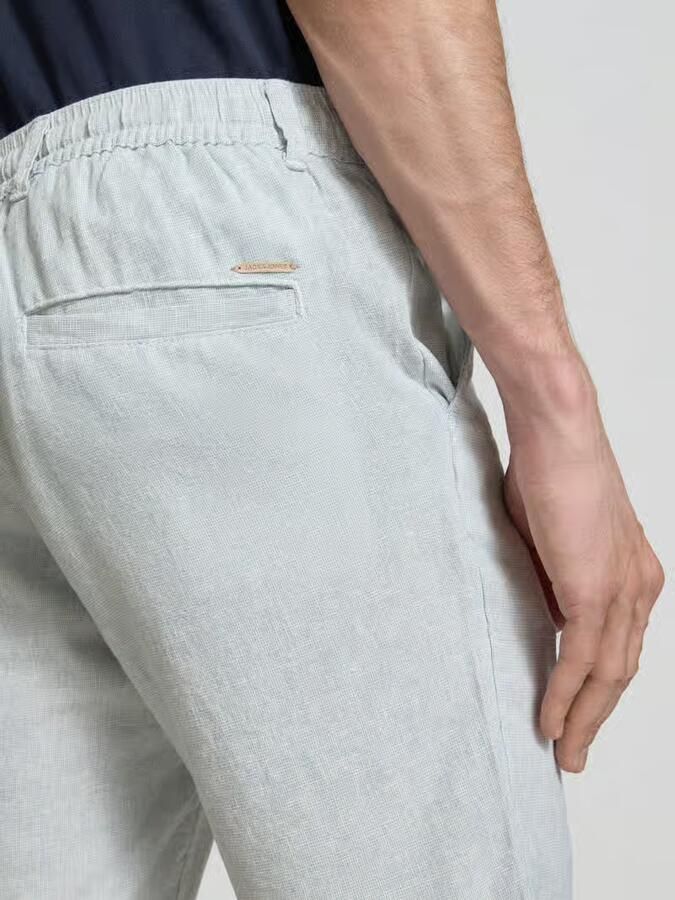 JACK & JONES PANTS STUDIO JPSTACE tapered chino short met linnen lichtblauw - Foto 4