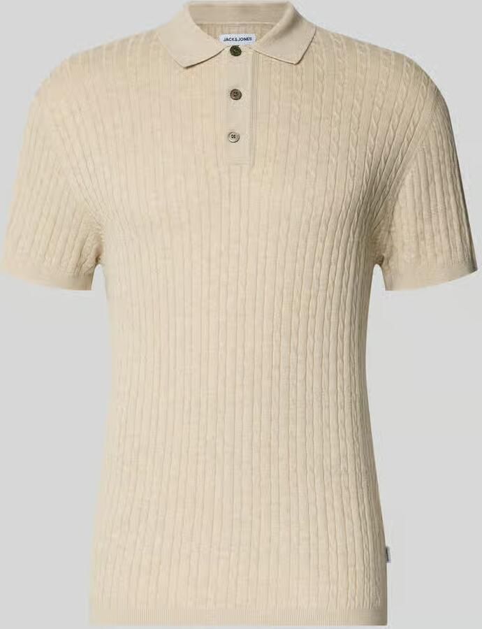 Jack & jones slim fit gebreid poloshirt met kabelpatroon model 'EMIL' - Foto 2