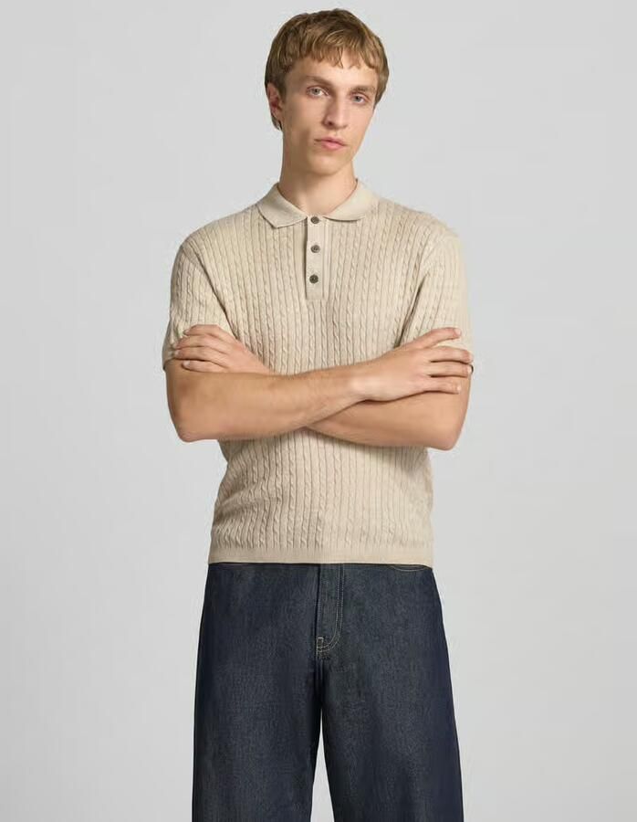 Jack & jones slim fit gebreid poloshirt met kabelpatroon model 'EMIL' - Foto 2