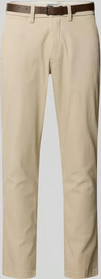 Jack & jones Slim fit stoffen broek met afneembare riem model 'Marco'
