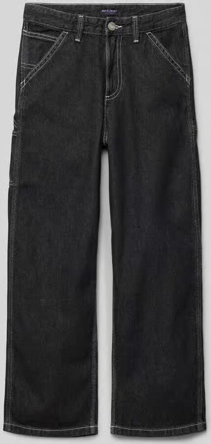 Jack & jones JUNIOR loose fit jeans JJIALEX JJCARPENTER black denim Zwart 128 - Foto 3